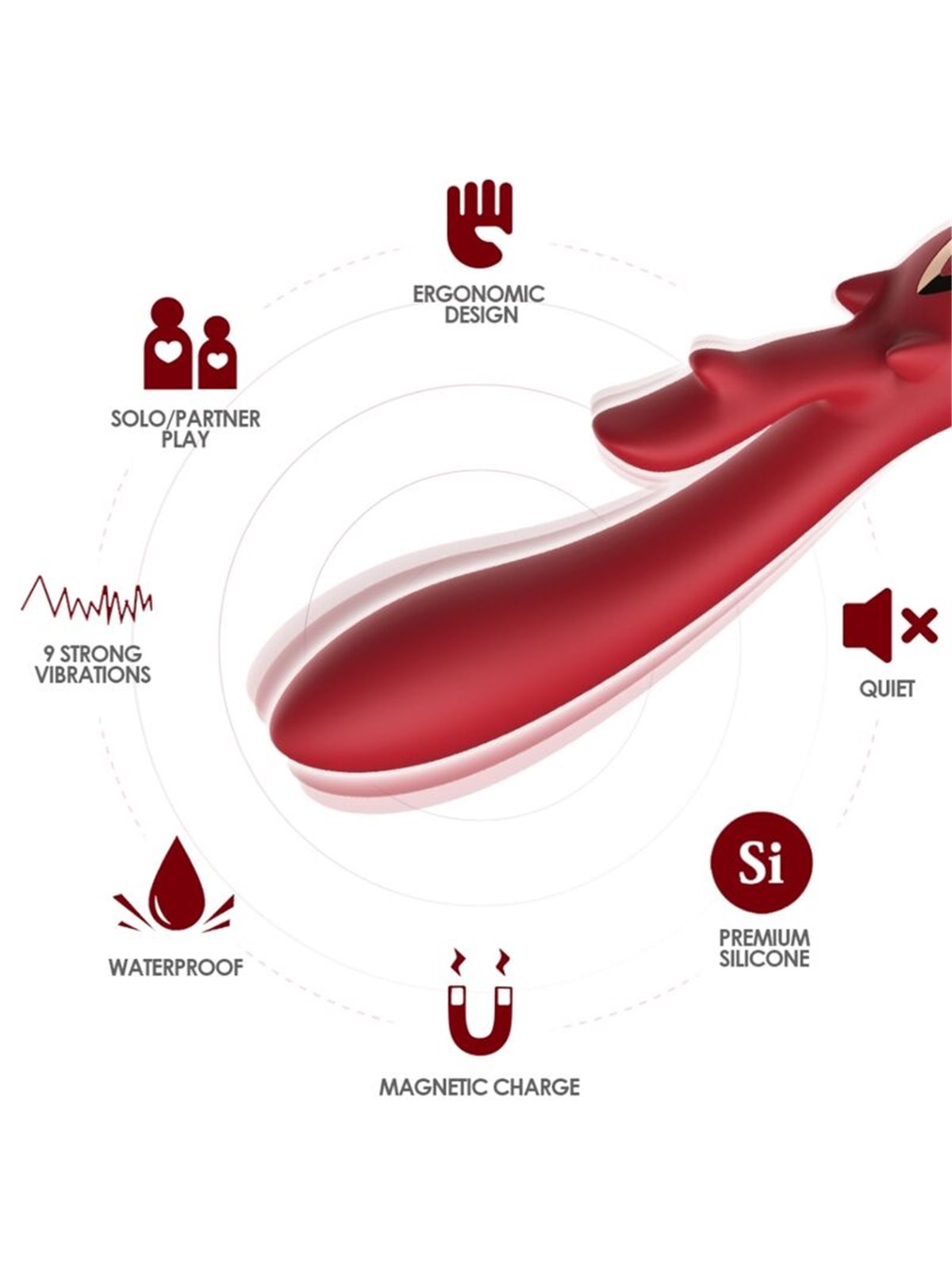 Armony Elk - Vibratore Rabbit Curvo in Silicone Rosso