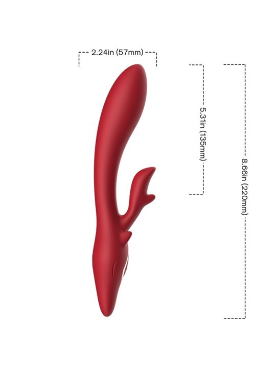 Armony Elk - Vibratore Rabbit Curvo in Silicone Rosso