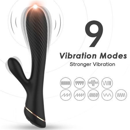 Armony - Vibratore Rabbit in Silicone Nero 9 Vibrazioni