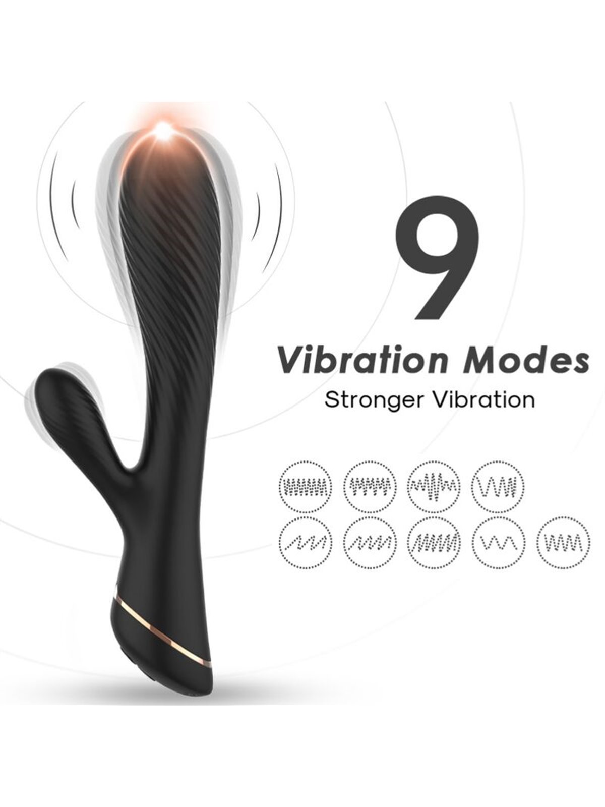 Armony - Vibratore Rabbit in Silicone Nero 9 Vibrazioni