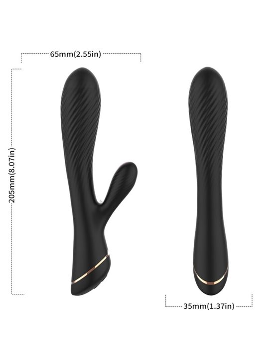 Armony - Vibratore Rabbit in Silicone Nero 9 Vibrazioni