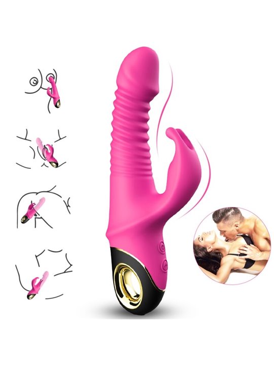 Armony Zing - Fuchsia Multifunction Silicone Rabbit Dildo Vibrator