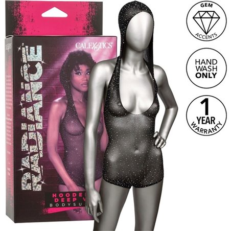 Calexotics Radiance - Mesh Bodysuit with Rhinestone and Hood One Size