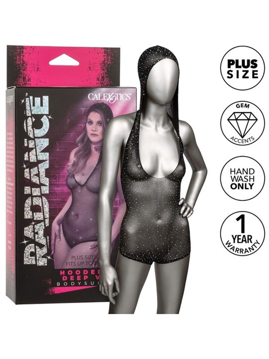 Calexotics Radiance - Body a Rete con Strass e Cappuccio Taglia Plus
