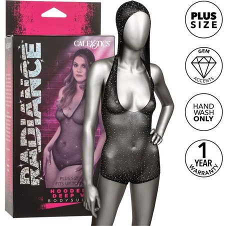 Calexotics Radiance - Body a Rete con Strass e Cappuccio Taglia Plus