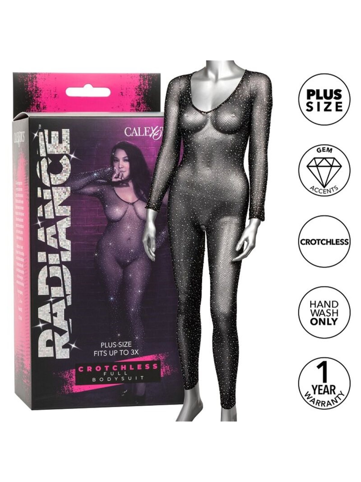 Calexotics Radiance - Full Bodysuit with Open Crotch Plus Size