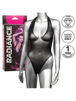 Calexotics Radiance - Mesh Bodysuit with Rhinestone Sleeveless One Size