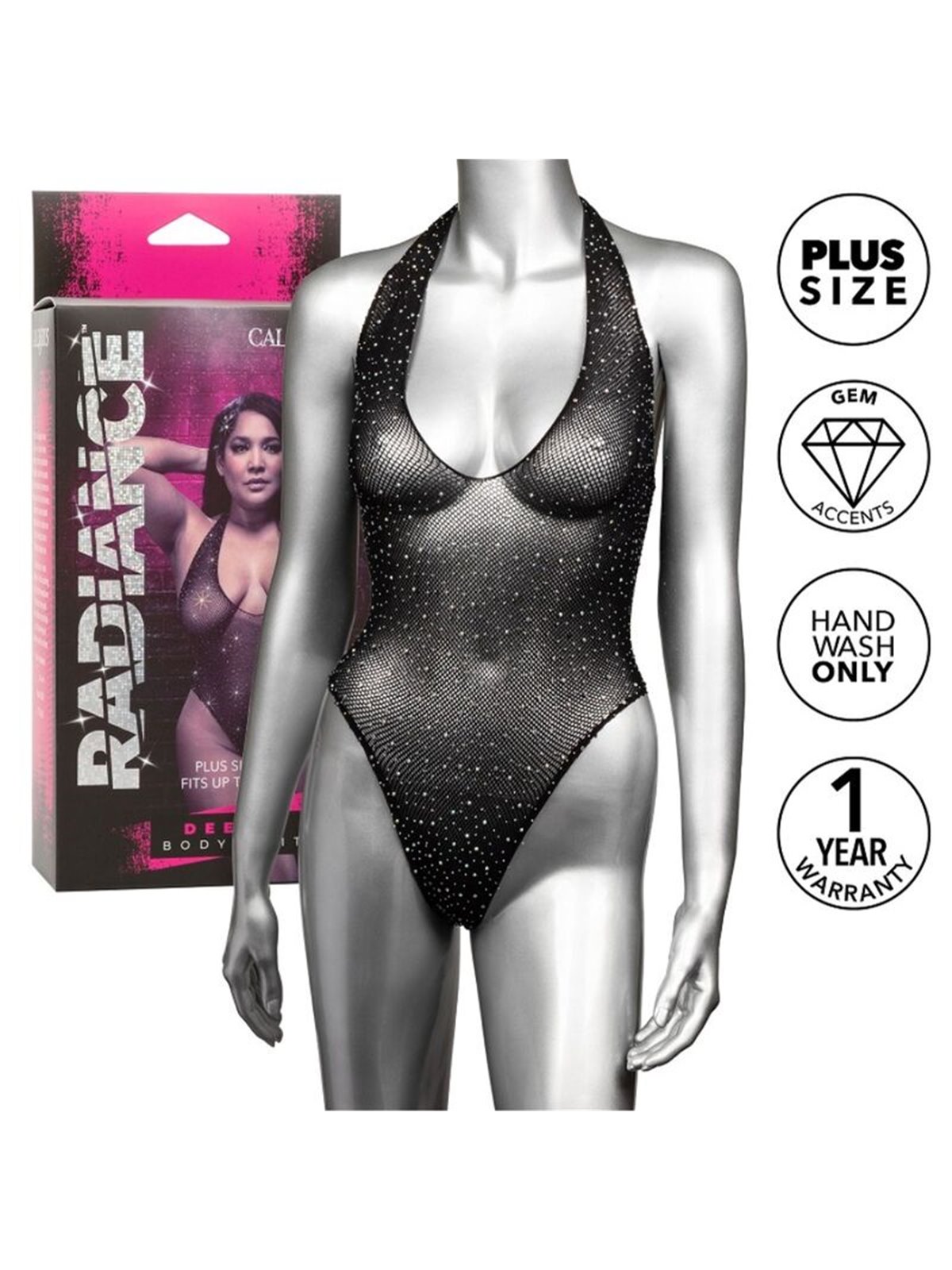 Calexotics Radiance - Mesh Body with Rhinestone Sleeveless Plus Size