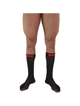 Macho - Calze Sottili per Uomo Taglia Unica Nero/Rosso