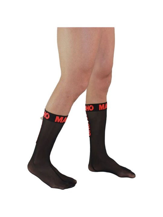 Macho - Men's Thin Socks One Size Black/Red