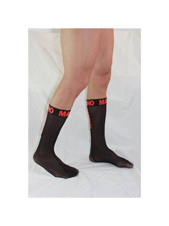 Macho - Men's Thin Socks One Size Black/Red