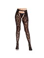 Leg Avenue - Calze Nere in Pizzo Floreale con Reggicalze