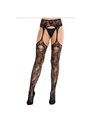 Leg Avenue - Black Lace Fishnet Stockings with Garterbelt