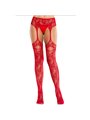 Leg Avenue - Red Lace Fishnet Stockings with Garterbelt