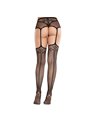 Leg Avenue - Calze a Rete Nere in Pizzo con Croce e Reggicalze
