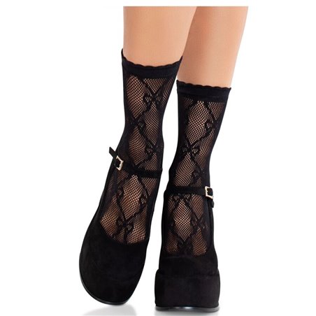 Leg Avenue - Calzini Neri in Pizzo con Fiocco in Pizzo Nero