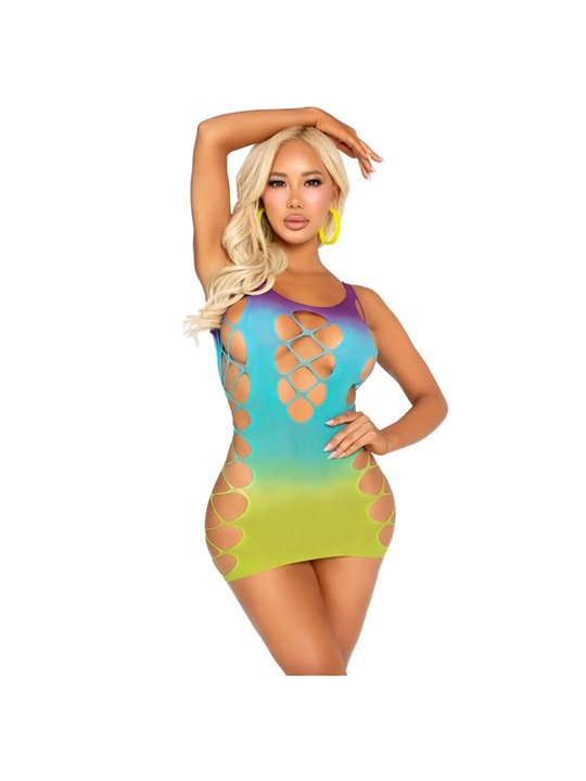 Leg Avenue - Mini Abito Blu Seamless Ombre Faux Lace-Up