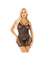 Leg Avenue - Black Mini Dress with Heart Lace Detail One Size