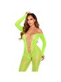 Leg Avenue - Bodystocking Trama Serpente con Cavallo Aperto Verde Neon
