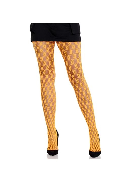 Leg Avenue - Neon Orange Stockings with Grommet Detail in Lace