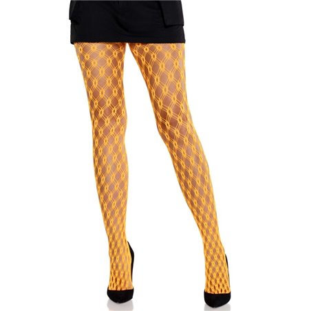 Leg Avenue - Neon Orange Stockings with Grommet Detail in Lace