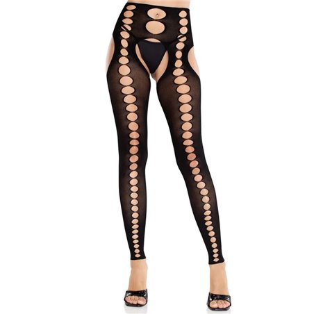 Leg Avenue - Seamless Black Footless Stockings