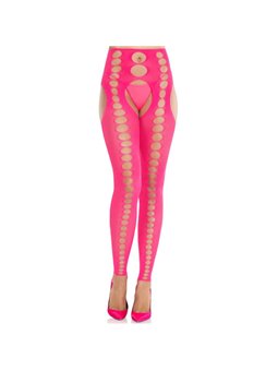 Leg Avenue - Calze Coprenti Rosa Neon senza Piedi e Senza Cuciture