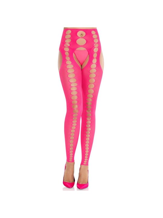 Leg Avenue - Calze Coprenti Rosa Neon senza Piedi e Senza Cuciture