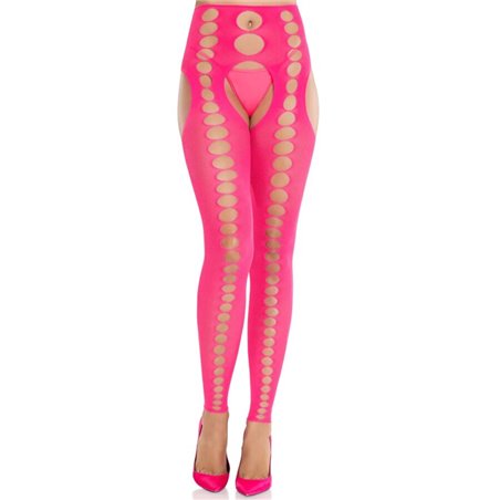 Leg Avenue - Calze Coprenti Rosa Neon senza Piedi e Senza Cuciture