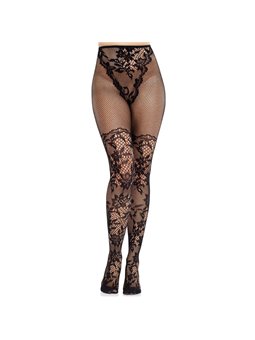 Leg Avenue Dahlia - Calze a Rete Nere con Dettagli in Pizzo