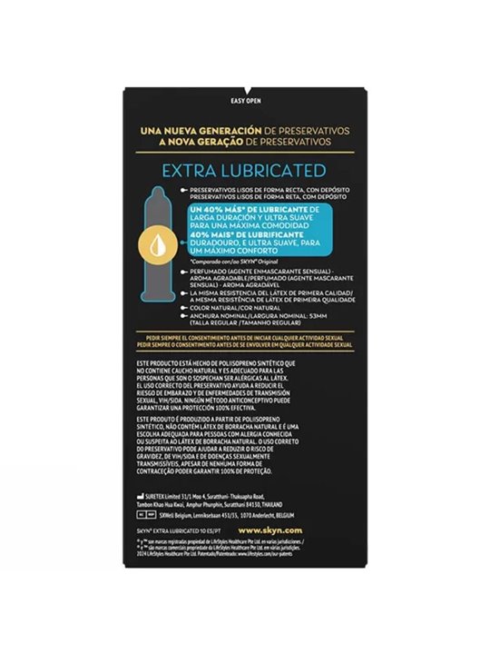 Skyn Extra Lubricated - Extra Lubricated Latex-Free Condoms 10 Units