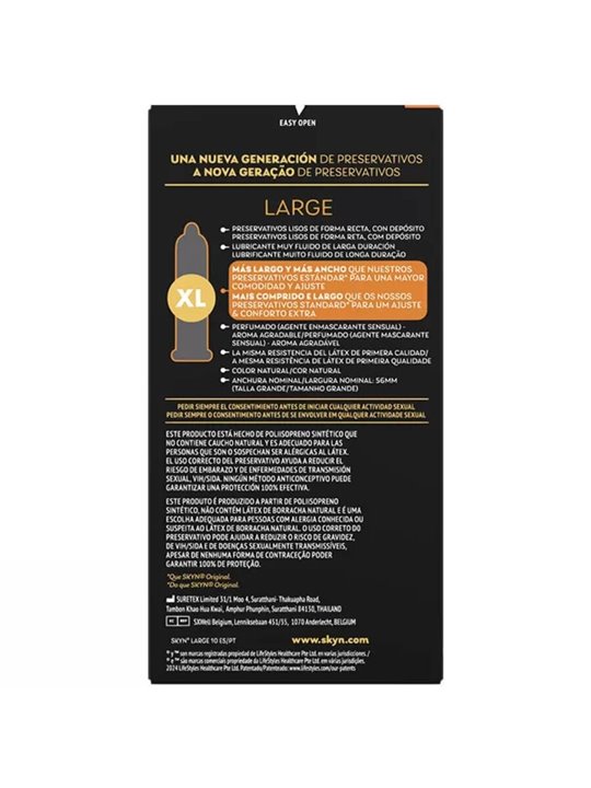Skyn Large - Extra Fit and Comfortable Latex-Free Condoms 10 Pcs