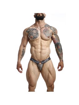 Mob Dngeon Snap Jokstrap - Sospensorio Grigio in Pelle con Catene