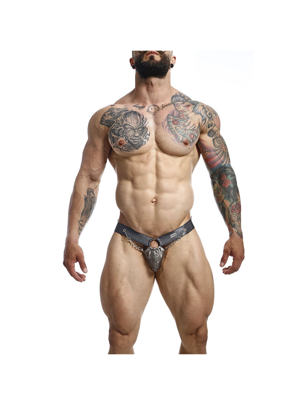 Mob Dngeon Snap Jokstrap - Sospensorio Grigio in Pelle con Catene