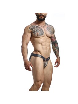 Mob Dngeon Snap Jokstrap - Sospensorio Grigio in Pelle con Catene