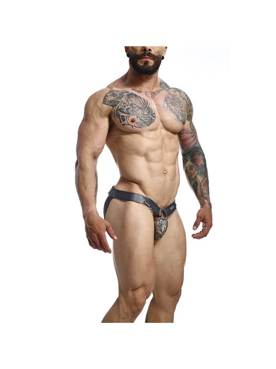 Mob Dngeon Snap Jokstrap - Sospensorio Grigio in Pelle con Catene