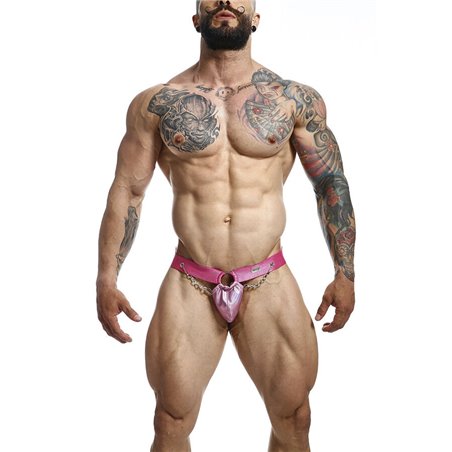 Mob Dngeon Snap Jokstrap - Sospensorio Rosa in Pelle con Catene