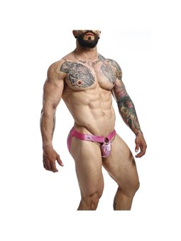 Mob Dngeon Snap Jokstrap - Sospensorio Rosa in Pelle con Catene