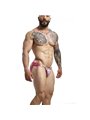 Mob Dungeon Ring Mounted - Pink Leather Jockstrap with Chains