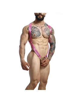 Mob Dngeon - Imbracatura a Croce in Pelle Rosa Taglia Unica