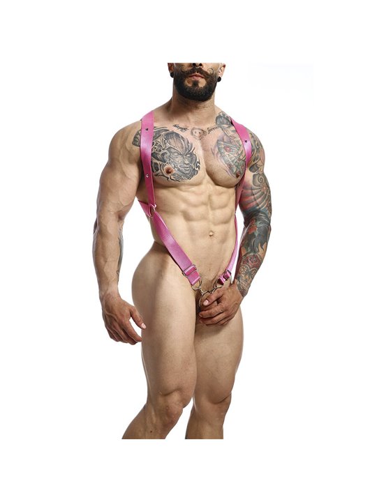 Mob Dngeon - Imbracatura a Croce in Pelle Rosa Taglia Unica