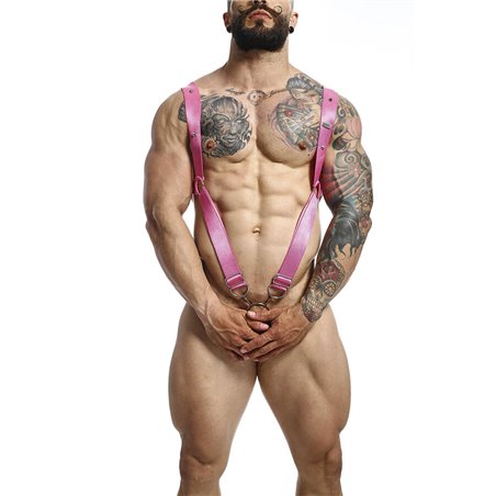 Mob Dungeon - Straight Leather Harness Pink One Size
