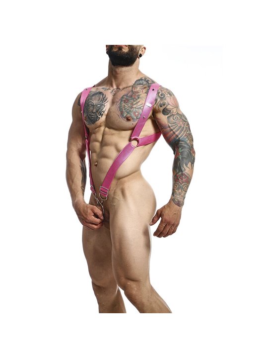 Mob Dngeon - Imbracatura Dritta in Pelle Rosa Taglia Unica