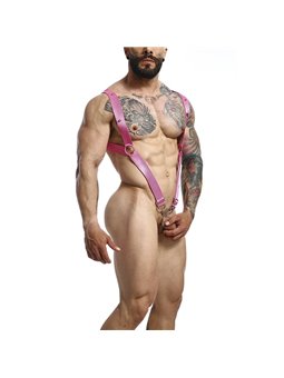 Mob Dngeon - Imbracatura Dritta in Pelle Rosa Taglia Unica