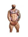 Mob Dungeon - Cross Leather Harness Pink with Phallic Ring One Size
