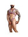 Mob Dungeon - Cross Leather Harness Pink with Phallic Ring One Size