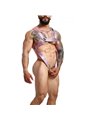Mob Dungeon - Cross Leather Harness Pink with Phallic Ring One Size