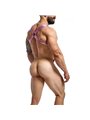 Mob Dungeon - Cross Leather Harness Pink with Phallic Ring One Size