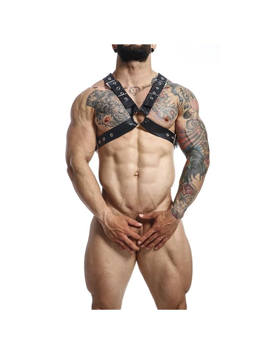 Mob Dngeon Classic Cross Harness - Imbracatura da Uomo in Pelle Nera