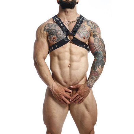 Mob Dngeon Classic Cross Harness - Imbracatura da Uomo in Pelle Nera